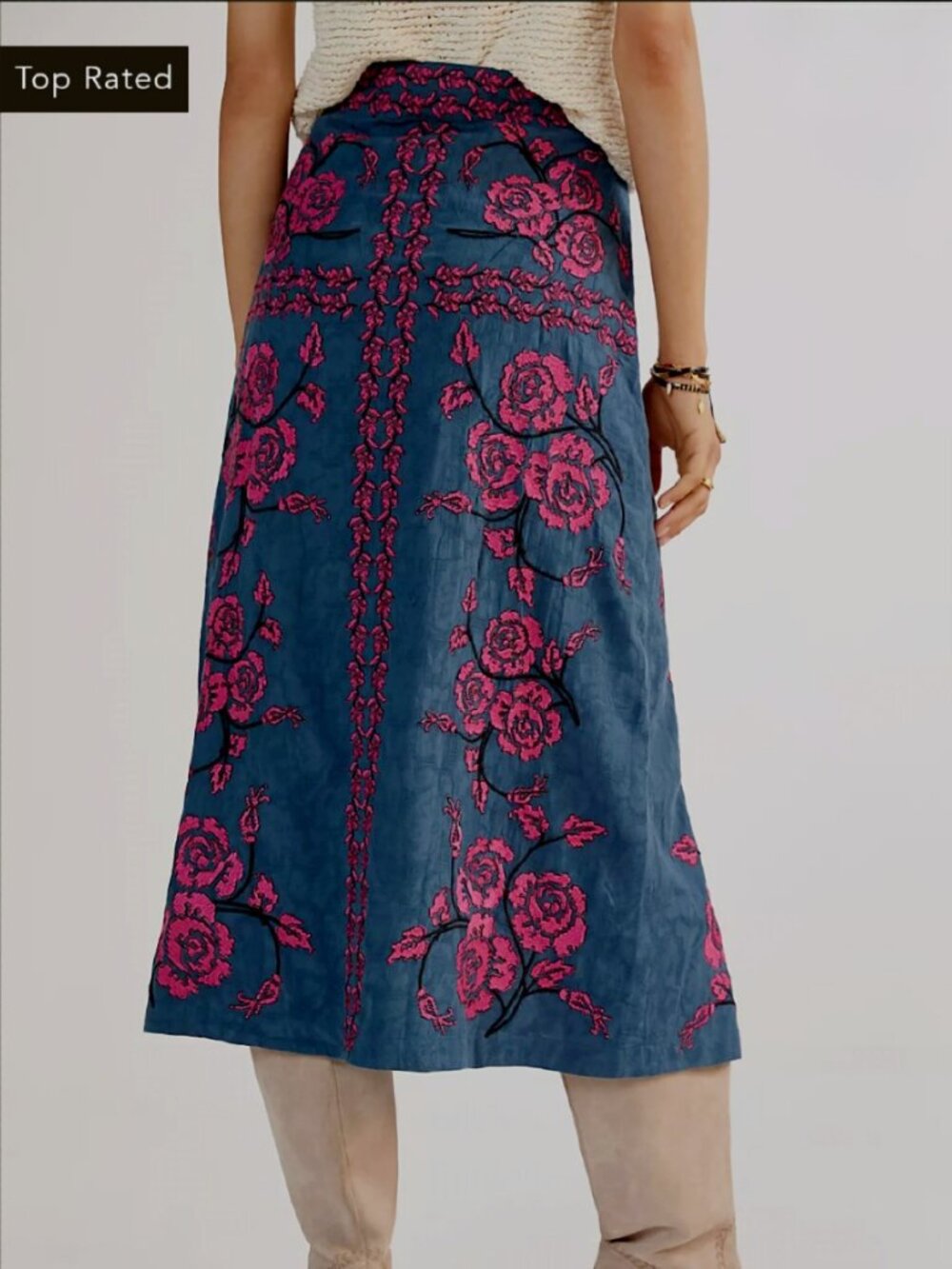 Anthropologie Embroidered Cotton Midi Skirt - Picture 12 of 12